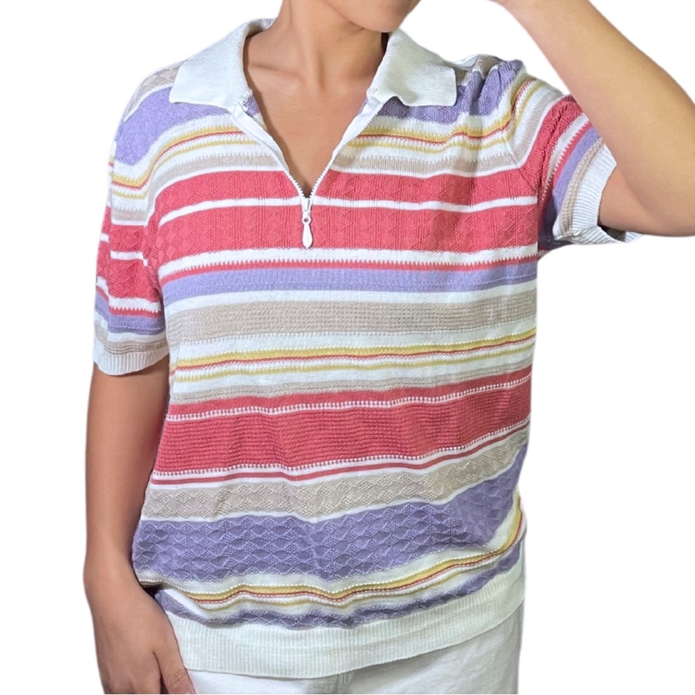 Striped Multicolor Polo Top